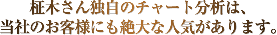 柾木さん独自のチャート分析は、当社のお客様にも絶大な人気があります。